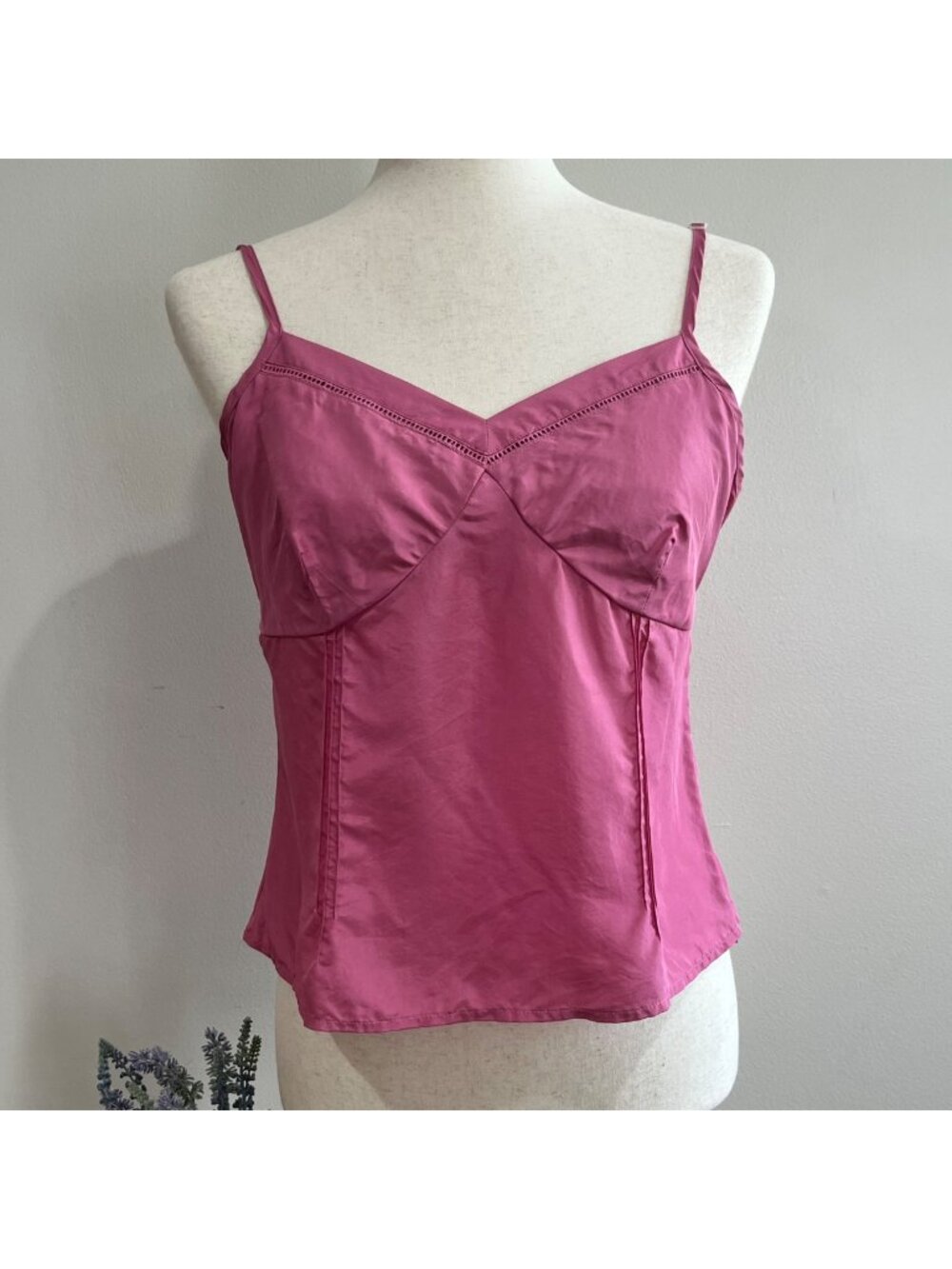 Route 66 Camisole Silk Tank Top Womens 8 Pink Corset Style Coquette 90s